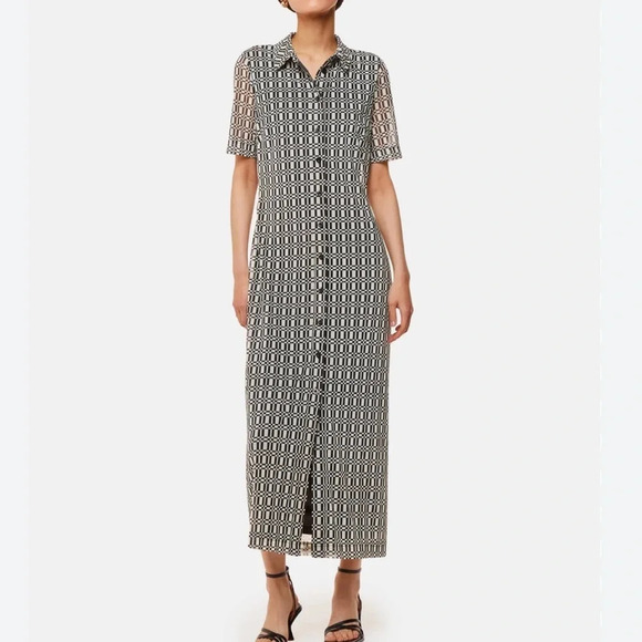 Whistles Link Check Mesh Shirt Dress Black/Multi NWT size 16 - Picture 1 of 15